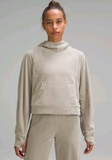 Lululemon Scuba Oversized Pullover Hoodie Beige Velvet Cord RARE XS/S