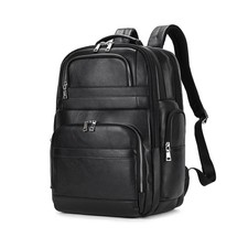 Men's Full Grain Leather Backpack 15.6" Laptop Bag Large Capacity Business Tr...
