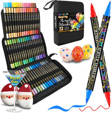 Paint Markers Acrylic Paint Pens, Dual Tip 72 Colors Acrylic Markers with Brush