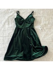 TEEZE ME Womens Short Dress Green Lined Bodice Tulle Hem Juniors L