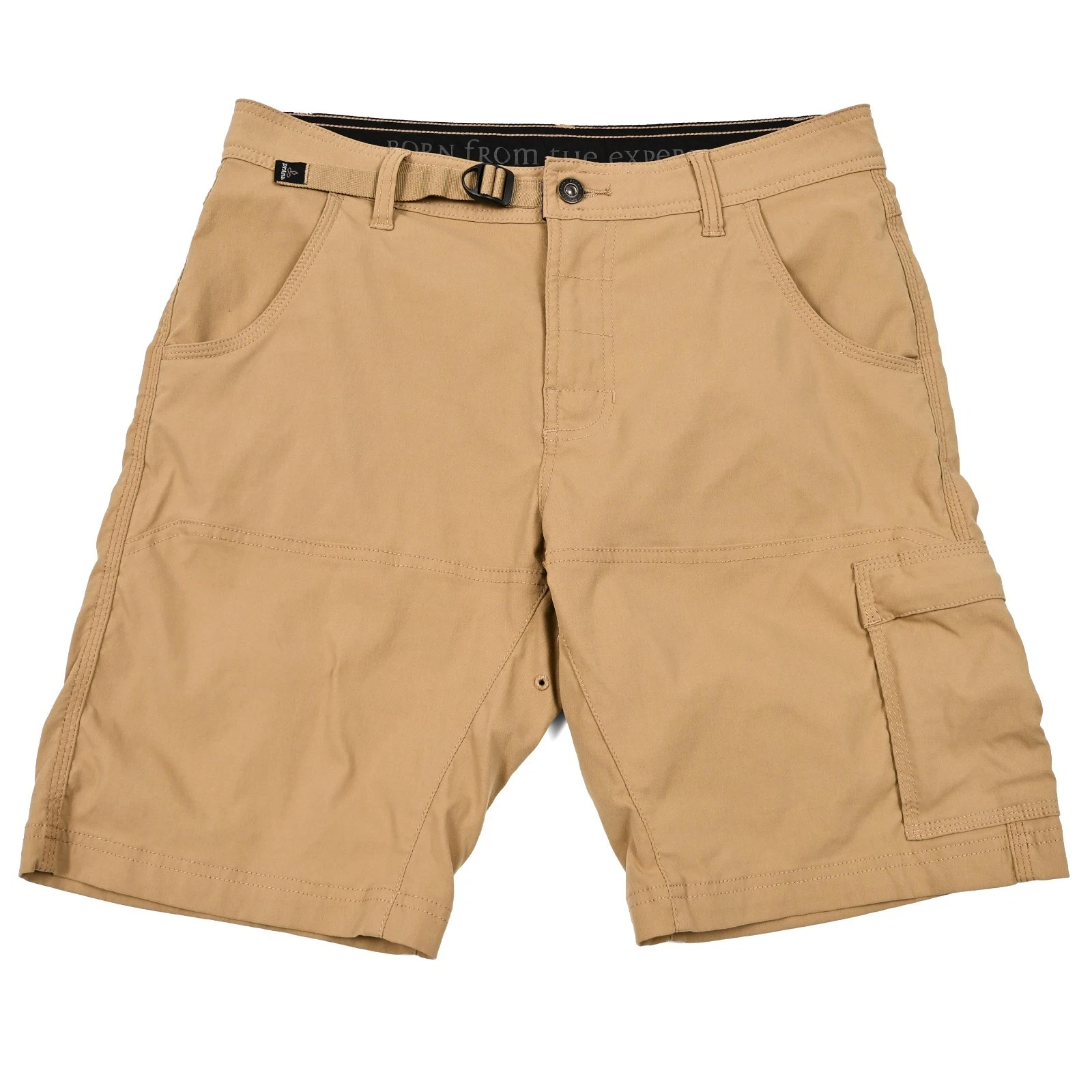 Prana Shorts Mens 31x10 Stretch Zion II Cargo Pocket Belted Outdoor Hiking Khaki