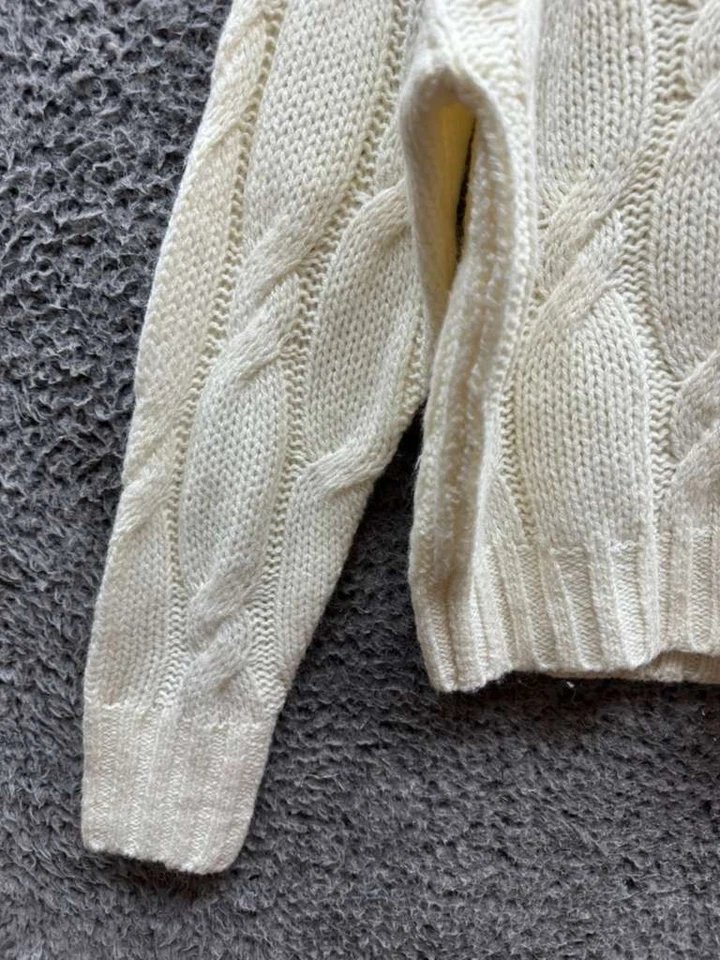 360 Sweater Italian Yarn Elyse Cable Knit Turtleneck Sweater White Women Size XS - Image 4 of 4