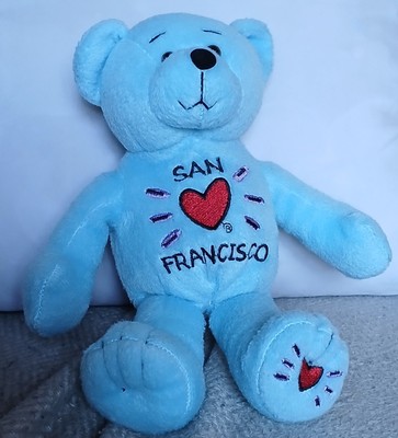 San Francisco Teddybär U-Bahn Souvenir blau Plüschtier Stofftier 9 Zoll Herzen