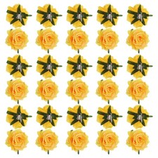 30 Pack Rose Flower Hair Clips 4" Flower Hair Pins Brooch Yellow
