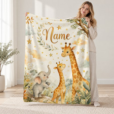 Personalized Baby Safari Coral Fleece Blanket Design 9