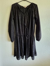 Michael Kors Womens Black Metallic Shimmer Mini Dress Size Small Festival Party