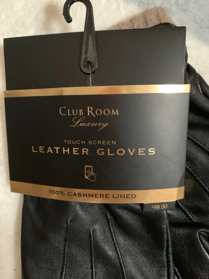 Guantes de cachemir de cuero genuino con pantalla táctil talla L negros Foto 2 de 4