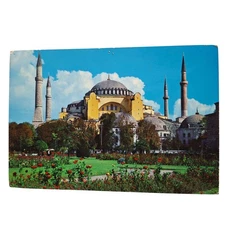 Postcard Hagia Sophia Grand Mosque Istanbul Turkey Chrome Posted