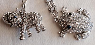 Crystal Frog or Elephant Keychain Purse Dangle Keyring Lobster Clasp -choose one