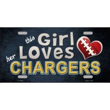 this girl loves her chargers football license plate made in usa