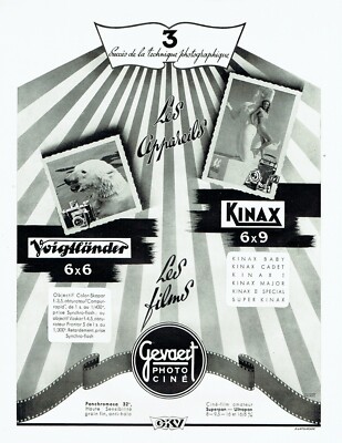 Werbung Advertising 049 1950 Gevaert Kameras Kinax Voigtländer 