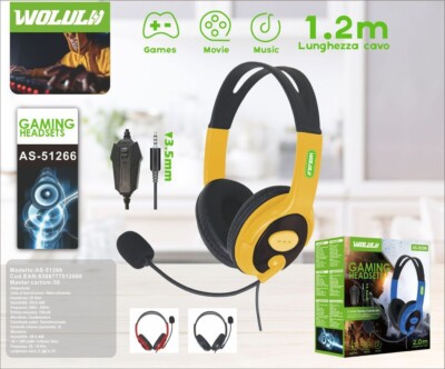 Wolulu AS-51266 Over-Ear Gaming Kopfhörer Bequem Kabellänge 1,2m
