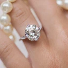3.24TCW Cushion Cut Old Mine Moissanite Engagement Ring In 14K White Gold Plated
