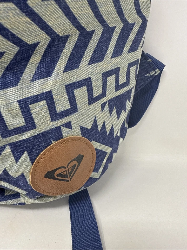 ROXY Faux Suede Trim Backpack Blue Aztec Pattern - Image 2 of 4