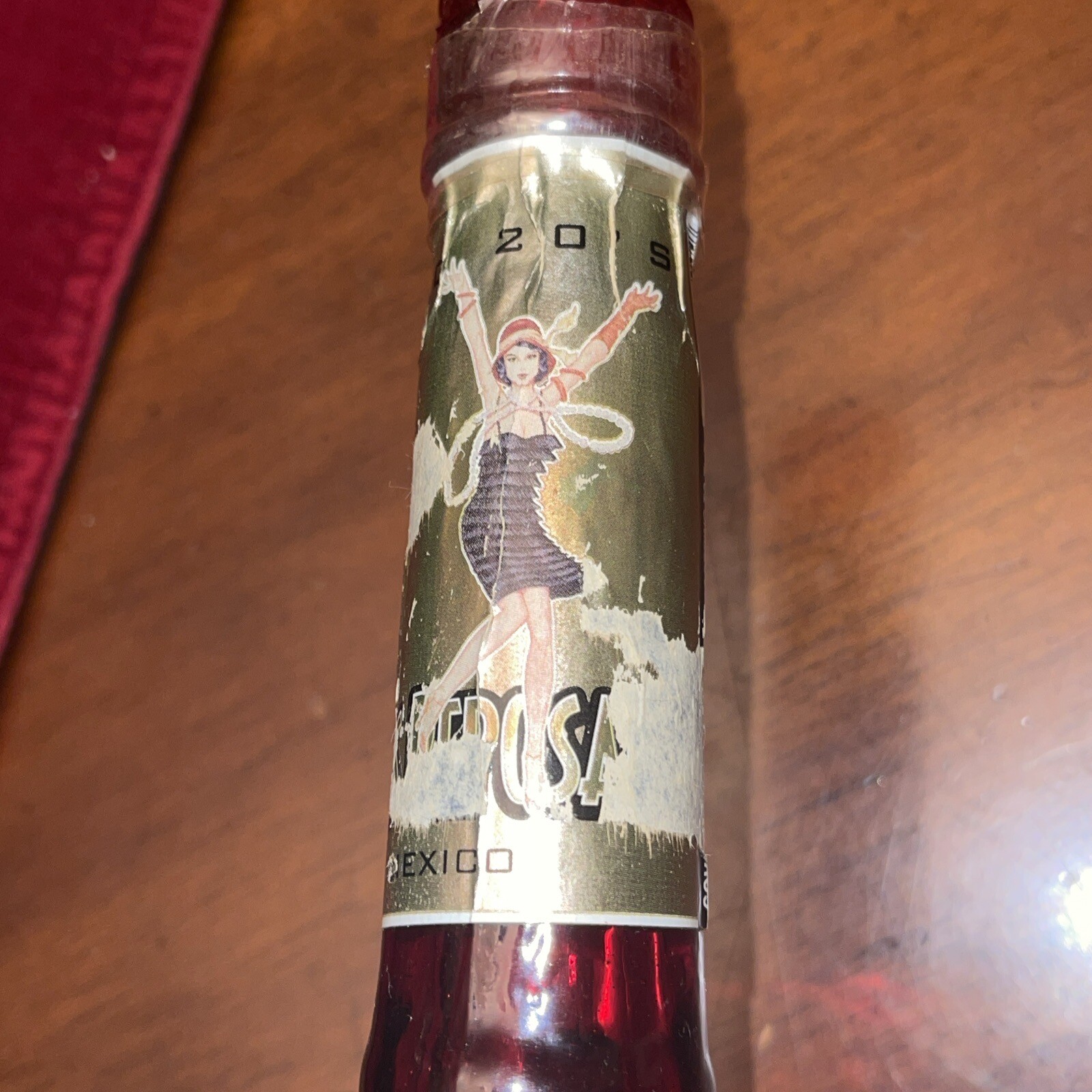 BAR MAN CAVE Tommy Guns Reposado Decorative Tequila GLASS Bottle RED