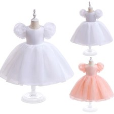 Toddler Kids Flower Girls Princess Tulle Dress Party Wedding Bridesmaid Gown