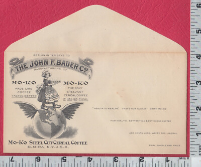 C557 John F. Bauer Mo-Ko Coffee advertising cover Elmira, NY Dutch girl globe