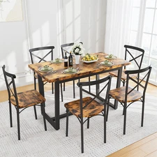 7 Piece Dining Table Set Tables and 6 Chair Home Kitchen Breakfast Furniture