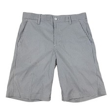 IZOD Golf Performance Shorts White Black Grid Checks Flat Front Stretch Size 30