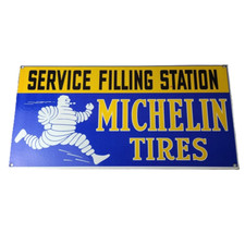 Vintage Michelin Tires Sign - Gas Auto Pump Plate Sign - Motorcycle Service Sign