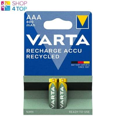 2 VARTA RECHARGE ACCU RECYCLED AAA BATTERIES LR03 800mAh NiMH HR03 1.2V 2BL NEW