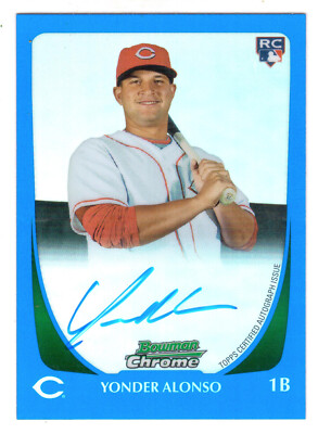 Alonso Rookie Blue 2011 BOWMAN CHROME #210 YONDER ALONSO ROOKIE BLUE REFRACTOR AUTOGRAPH ...