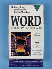 Vintage Collectible Microsoft Word For Windows for V6.0 VHS w/3.5  Floppy NEW 