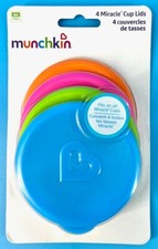 New In Package Munchkin Miracle 360 Cup Lids 4 Count Pink Orange Blue Green