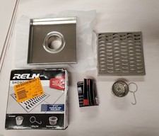 RELN 6" x 6" Stainless Steel Square Shower Drain, Wave Pattern Drain Cover