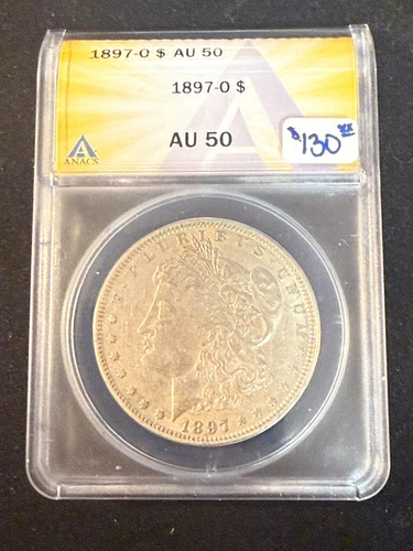 1897 O MORGAN DOLLAR ANACS AU 50