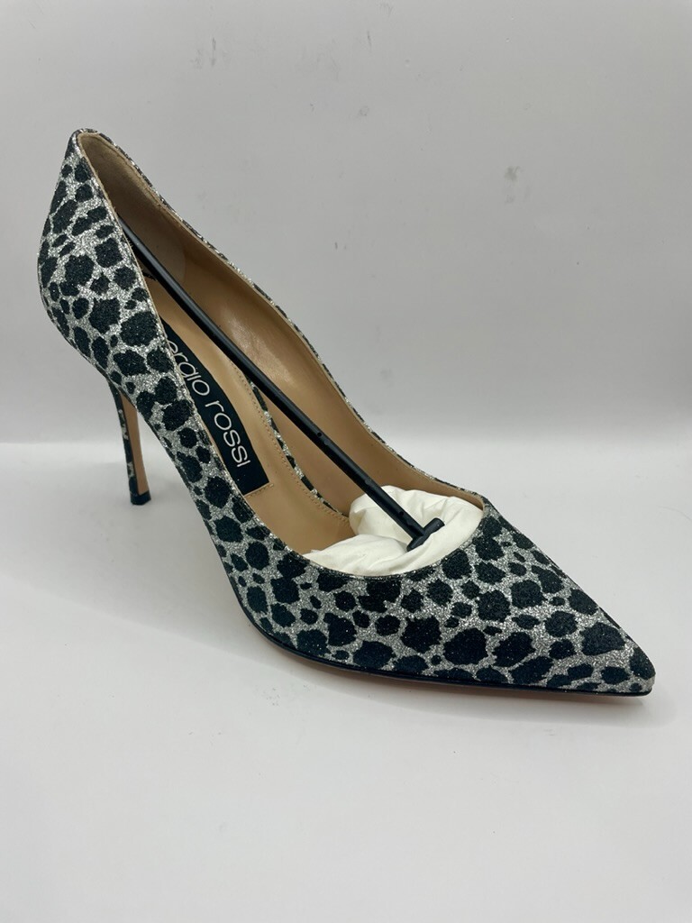 Sergio Rossi Godiva 090 Glitter Ocelot Leather Pump Women's Size