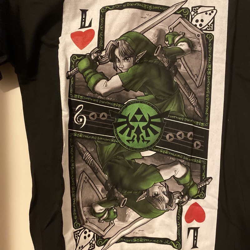 Nintendo Legend Zelda Link Playing Card Video Game T Shirt Medium Ocarina Time