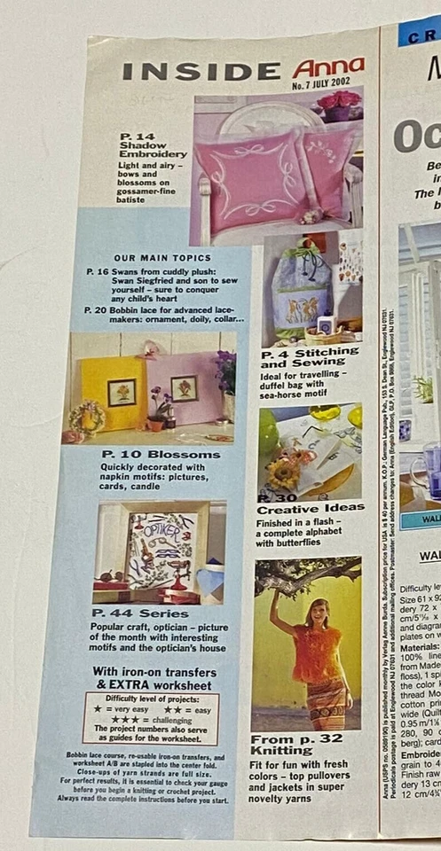 Vintage ANNA Burda Knitting & Needlecrafts Magazine JULY 2002,Nostalgic Look - Image 3 of 4
