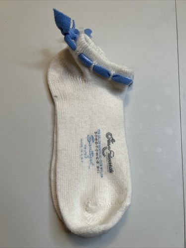 Vintage Gean Edwards Socken Acryl blaues Band Schleife niedrig Knöchel 9-11 weiß 90er 80er USA - Bild 3 von 5
