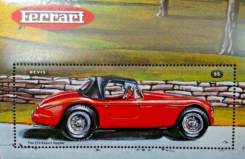 VINTAGE CLASSICS - Nevis 1998 - Cars, Ferrari, Spyder - Souvenir Sheet - MNH