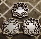 Brushed Gold Home Decor Accent Mirrors Hanging Wall Mount Lightweight Set Of 3