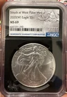 SILVER EAGLE AMERICAN EAGLE 2020 (W) $1  NGC MS69 ER STRUCK AT WEST POINT