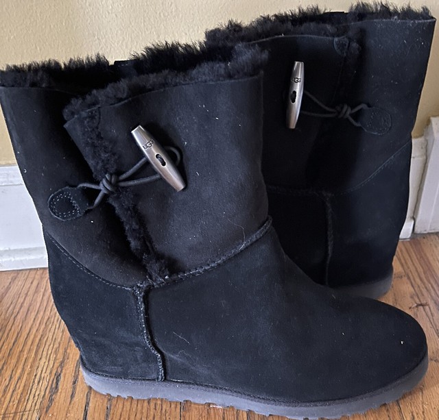 ugg black wedge bootie