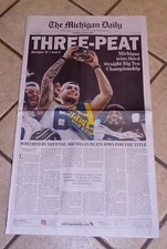 Michigan Daily Three-Peat BIG TEN CHAMPIONS Football Complete Newspaper vs Iowa
