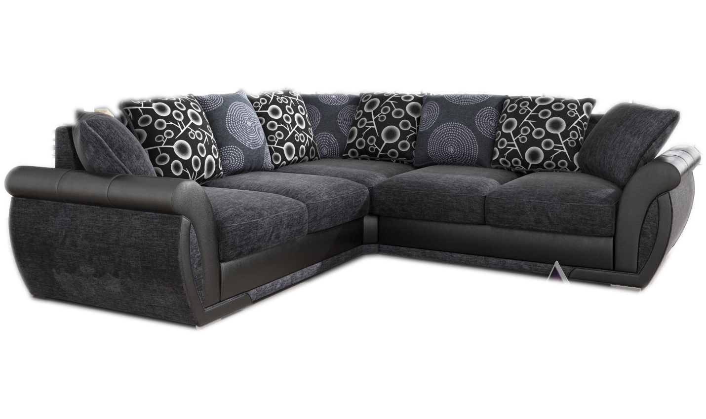 Shannon Leather And Fabric Corner Sofa Baci Living Room