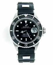 Rolex Submariner Mens Stainless Steel Watch Date Sub Black Strap Band 16610 2