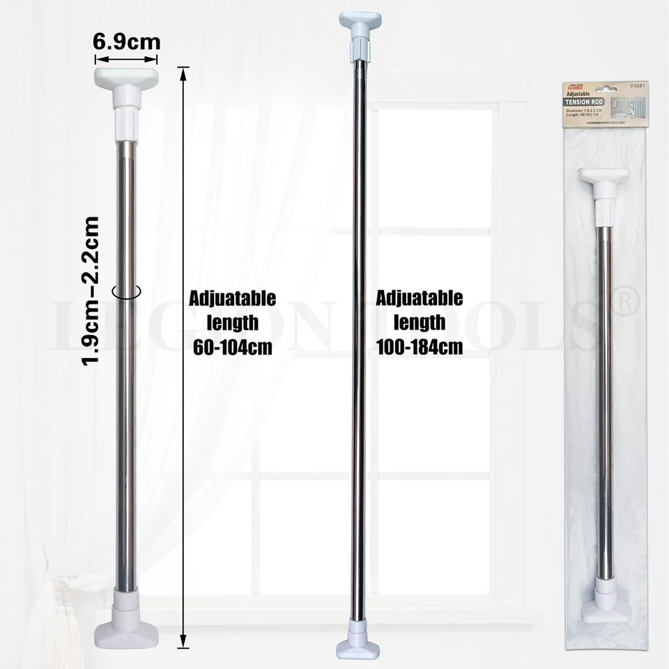 Adjustable Curtain Tension Rod Extendable Rack Shower Wind Curtain Closet Pole - image 2 of 4