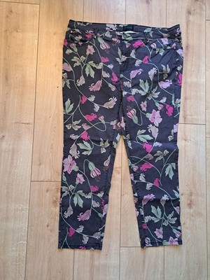 Creation L  Hose Jeans 24 Kurzgröße von 48 Stretch Blumen Salbei anthrazit rosa