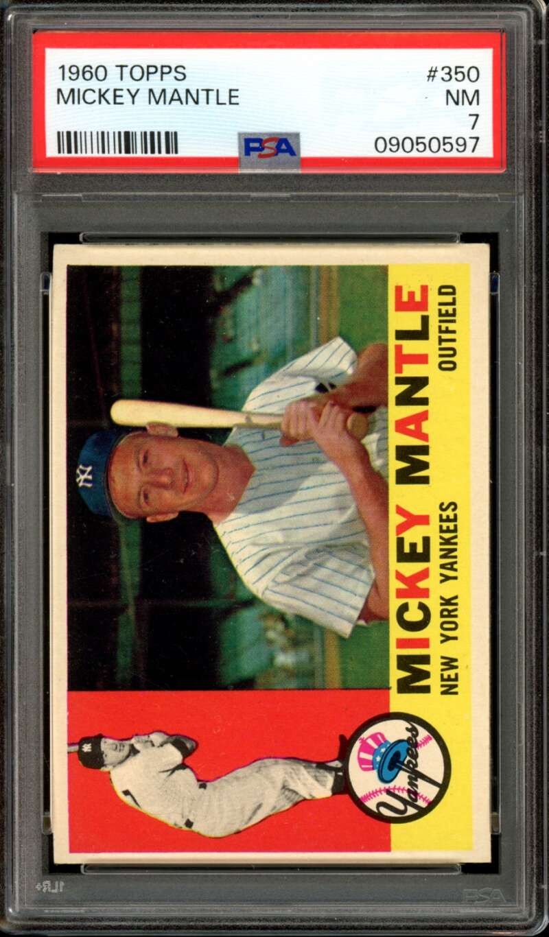 1960 Topps #350 Mickey Mantle Yankees HOF PSA 7 NM Near Mint