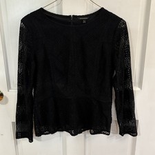 Banana Republic black lace long sleeved blouse shirt Size Medium