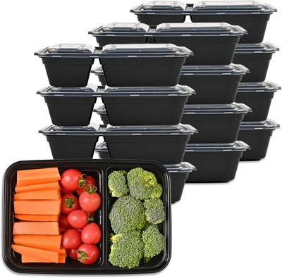 Meal Prep Containers Microwave Safe 16 Pack 2 Compartment with 32 oz, 16 