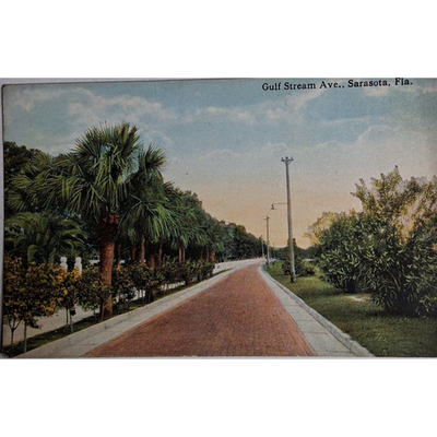 #ad Sarasota Florida Gulf Stream Ave. Street Scene Vintage Postcard UNP $0.99