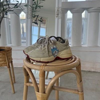 Gucci x Doraemon Rhyton Women Size EU 38 US 8 White Beige Leather Shoes