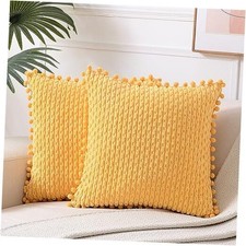 Set of 2 Decorative Throw Pillow Covers 18x18 18" x 18" Pack of 2 Yellow