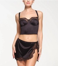 Skims Stretch Satin Lace Cropped Corset Size XS NWT